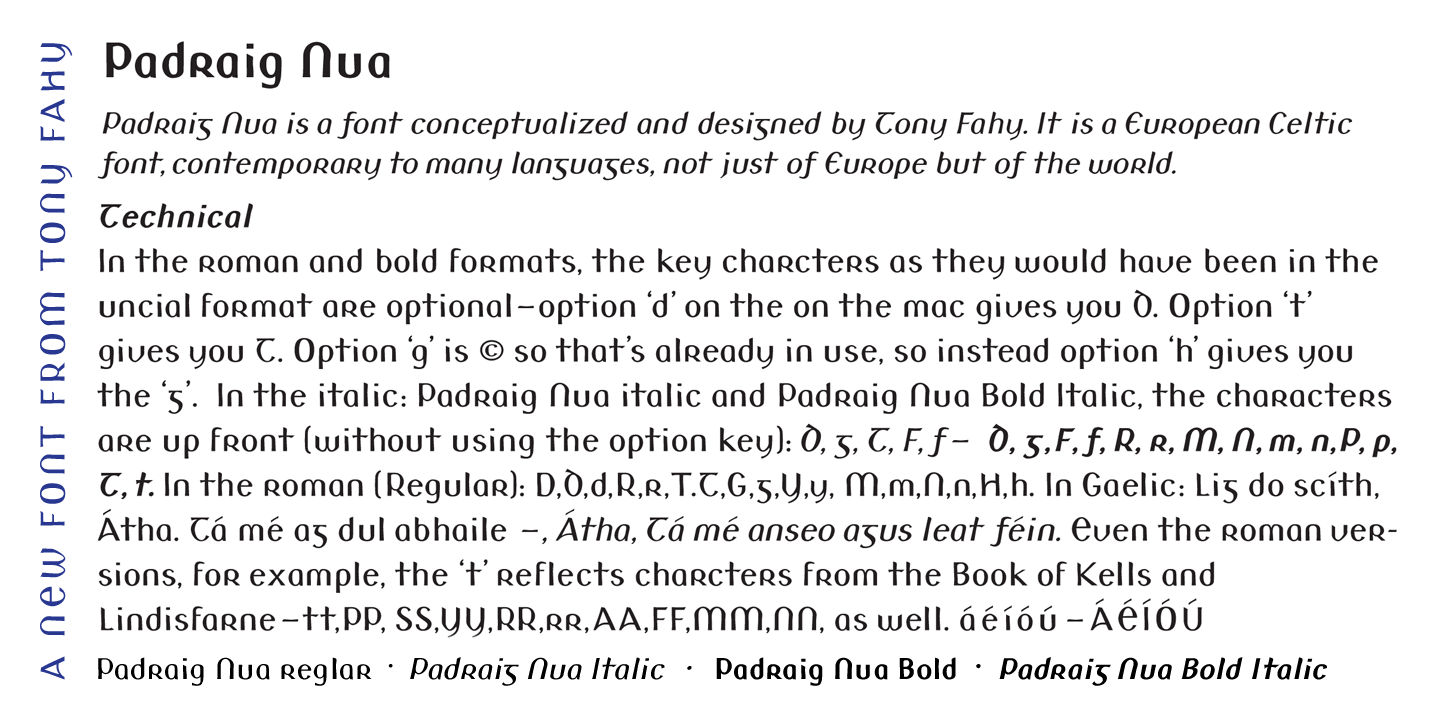 Padraig Nua Bold Italic Font preview